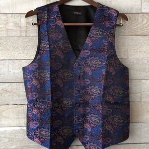 Hisdern Metallic Blue Pink Paisley vest